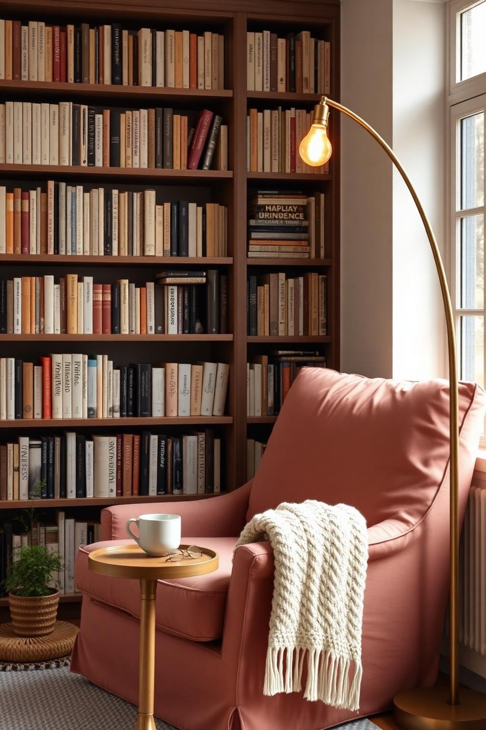 16. Reading Corner with Armchair, Lamp, and Bookshelf