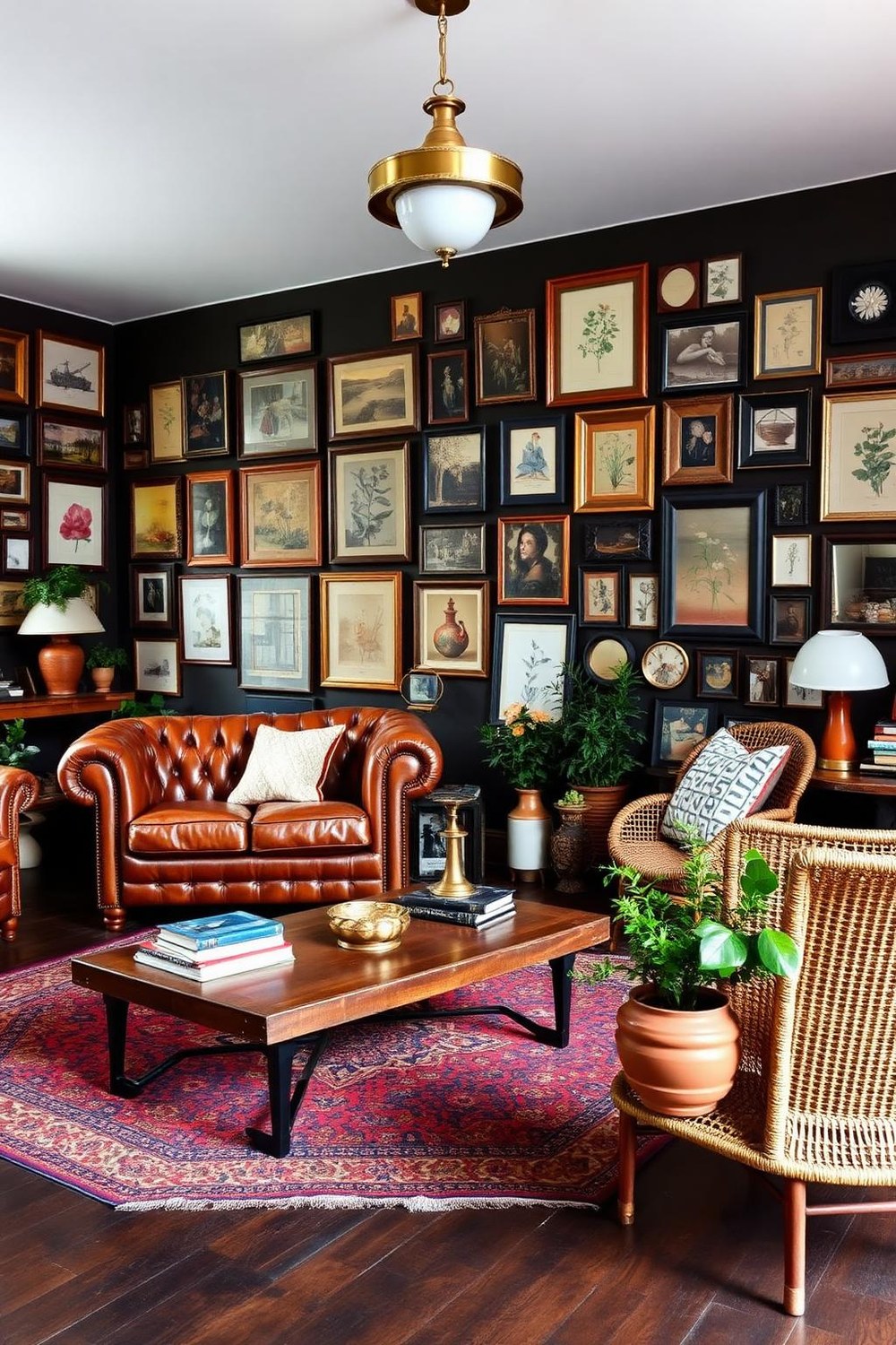 19. Vintage Eclectic Living Room with Warm Layers