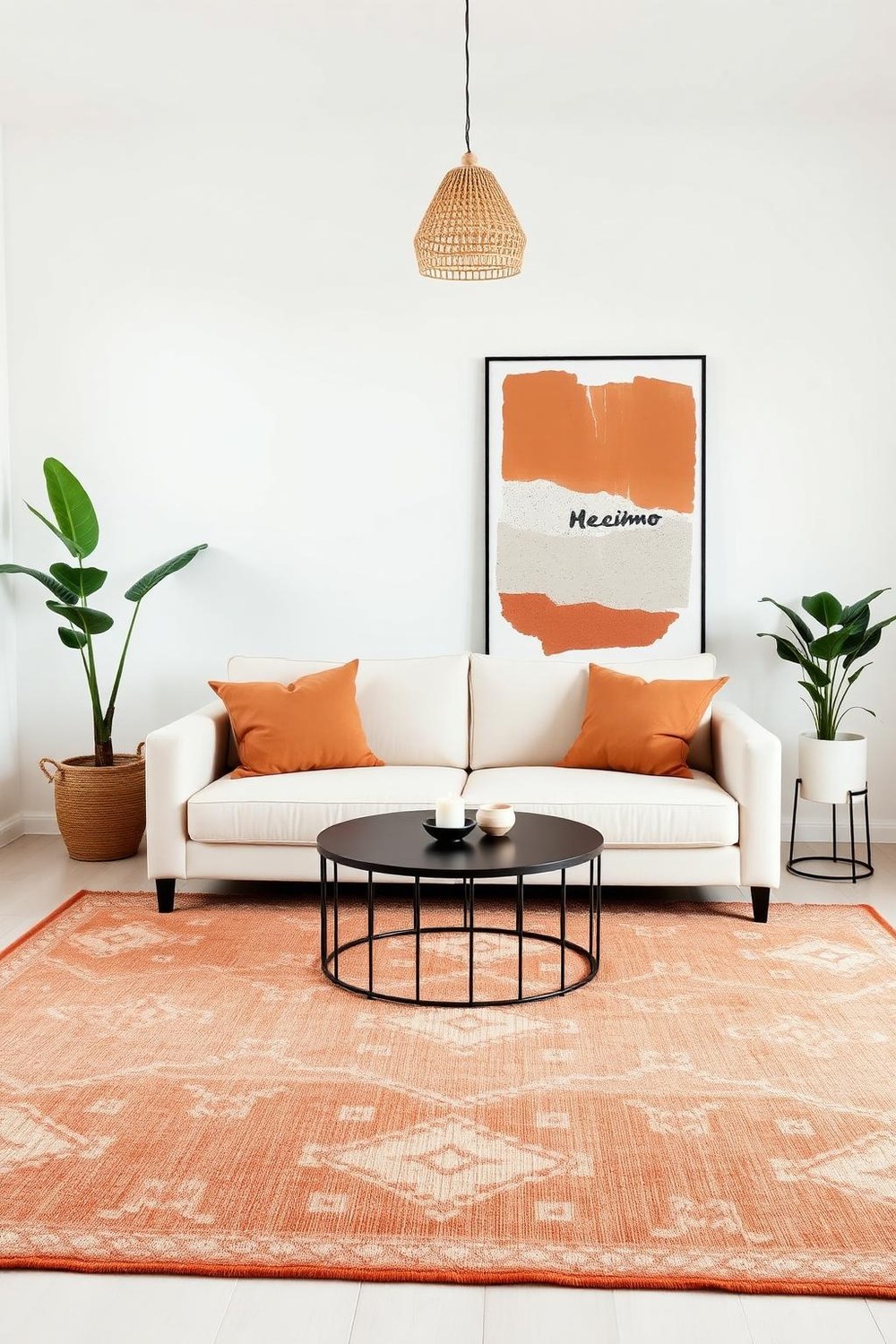 20. Minimalist Cozy Living Room with Statement Rug