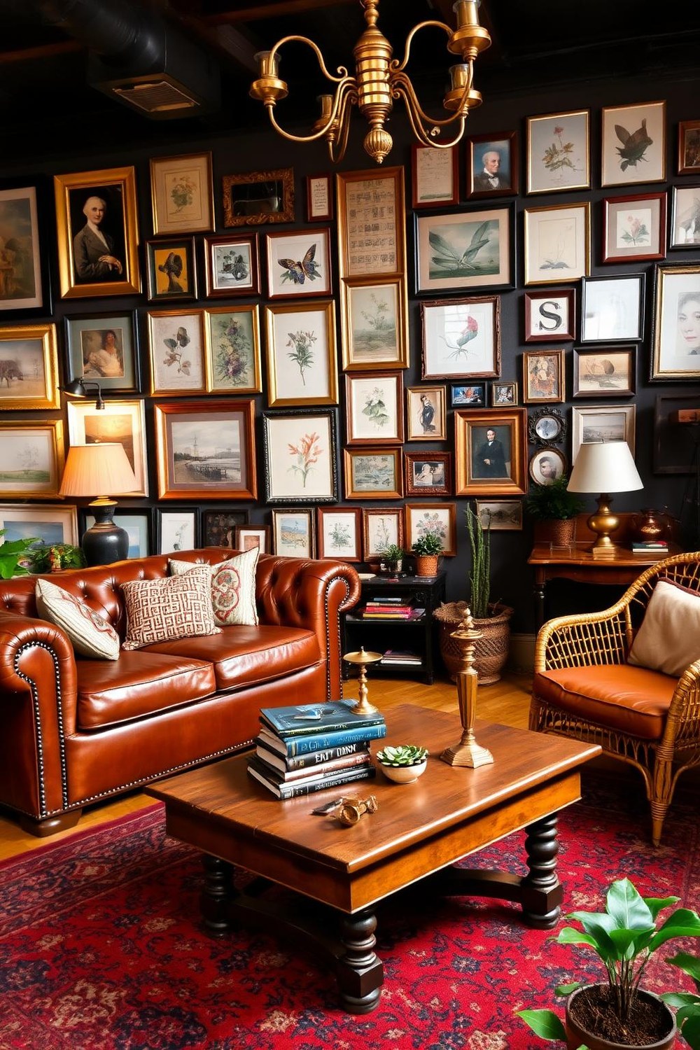 19. Vintage Eclectic Room with Persian Rug and Gallery Wall