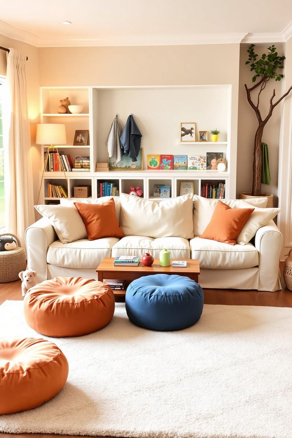30. Cozy Kid-Friendly Living Room with Soft Textures
