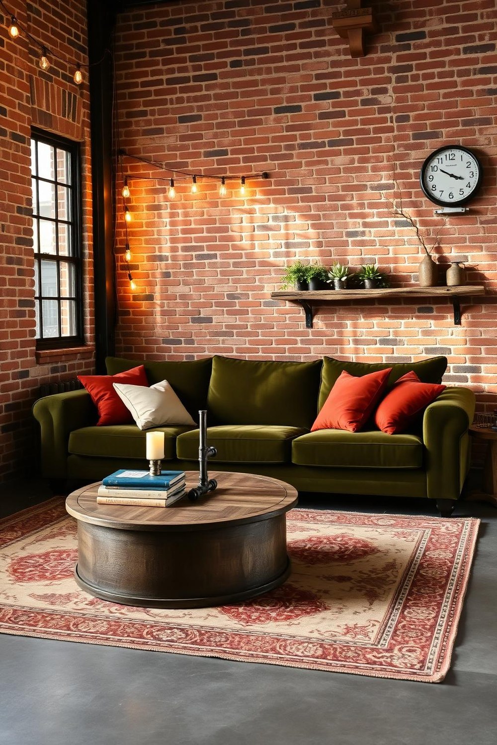 31. Exposed Brick Wall with Industrial-Cozy Mix