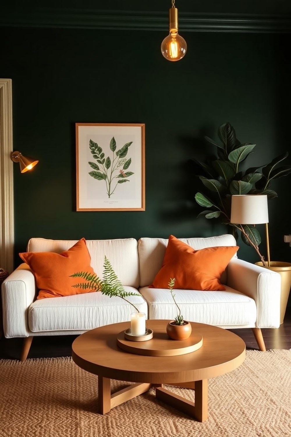 34. Moody Forest Green Living Room