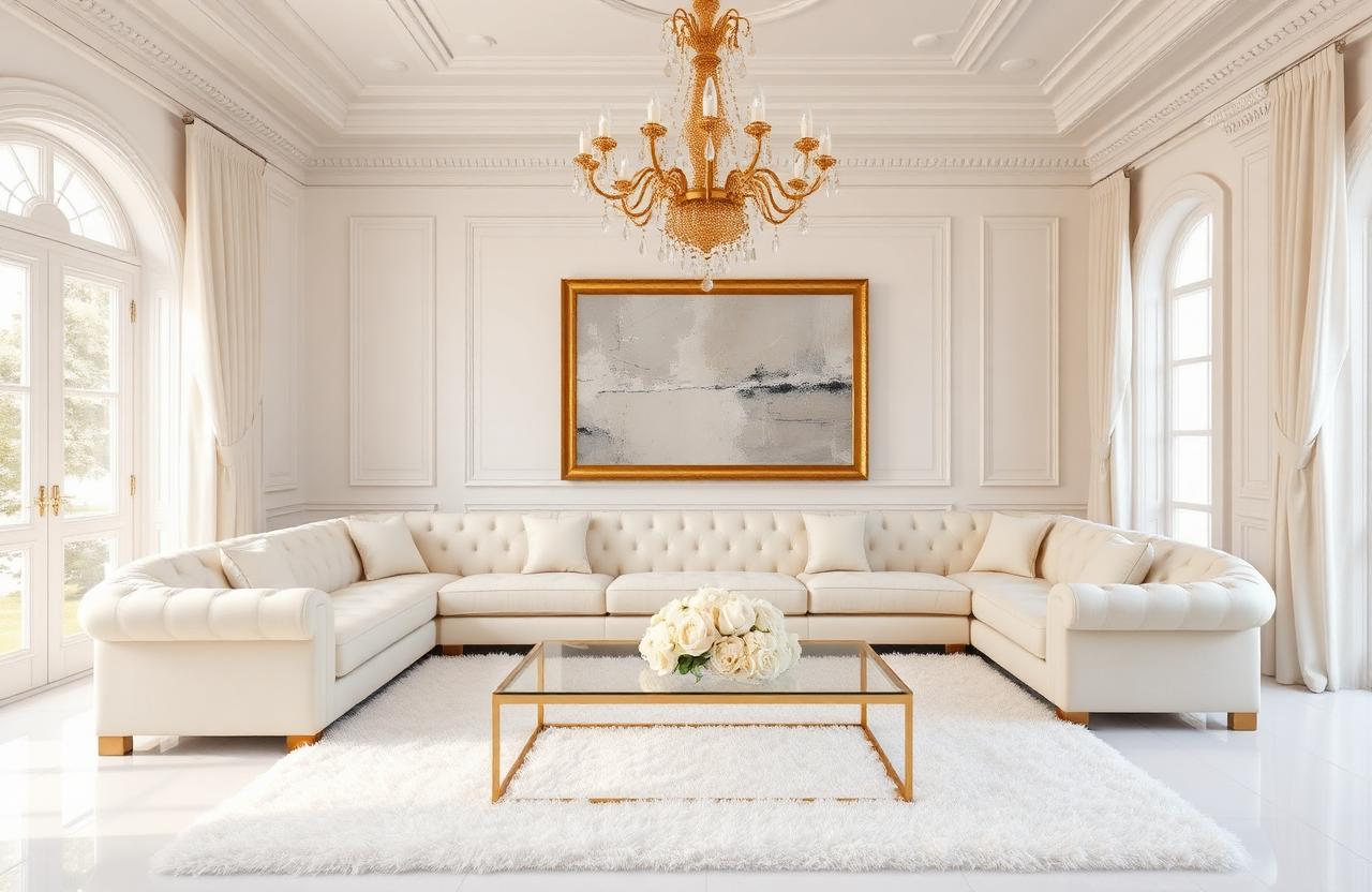 1. The Classic White and Gold Living Room