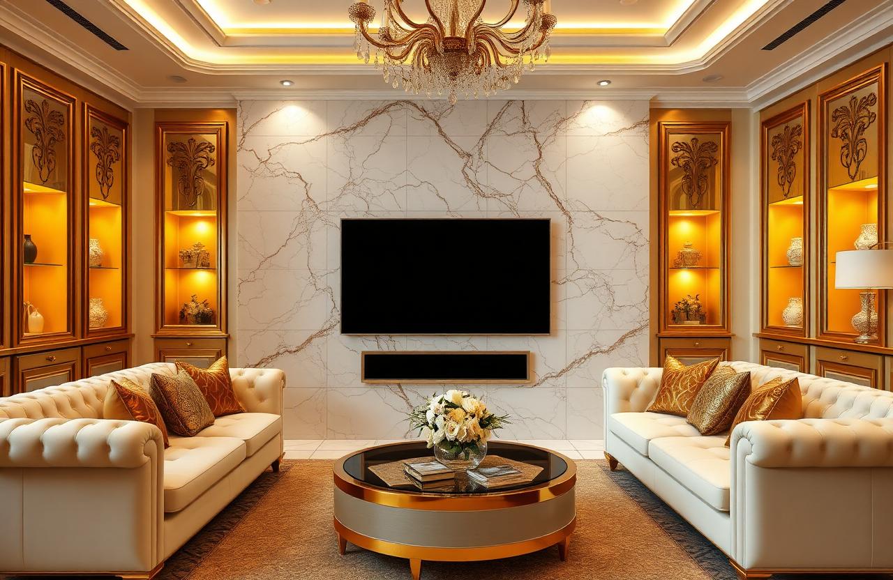 5. Gold Marble Wall Art Feature