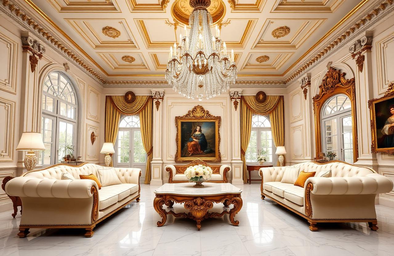 6. Classical French Gold Living Room