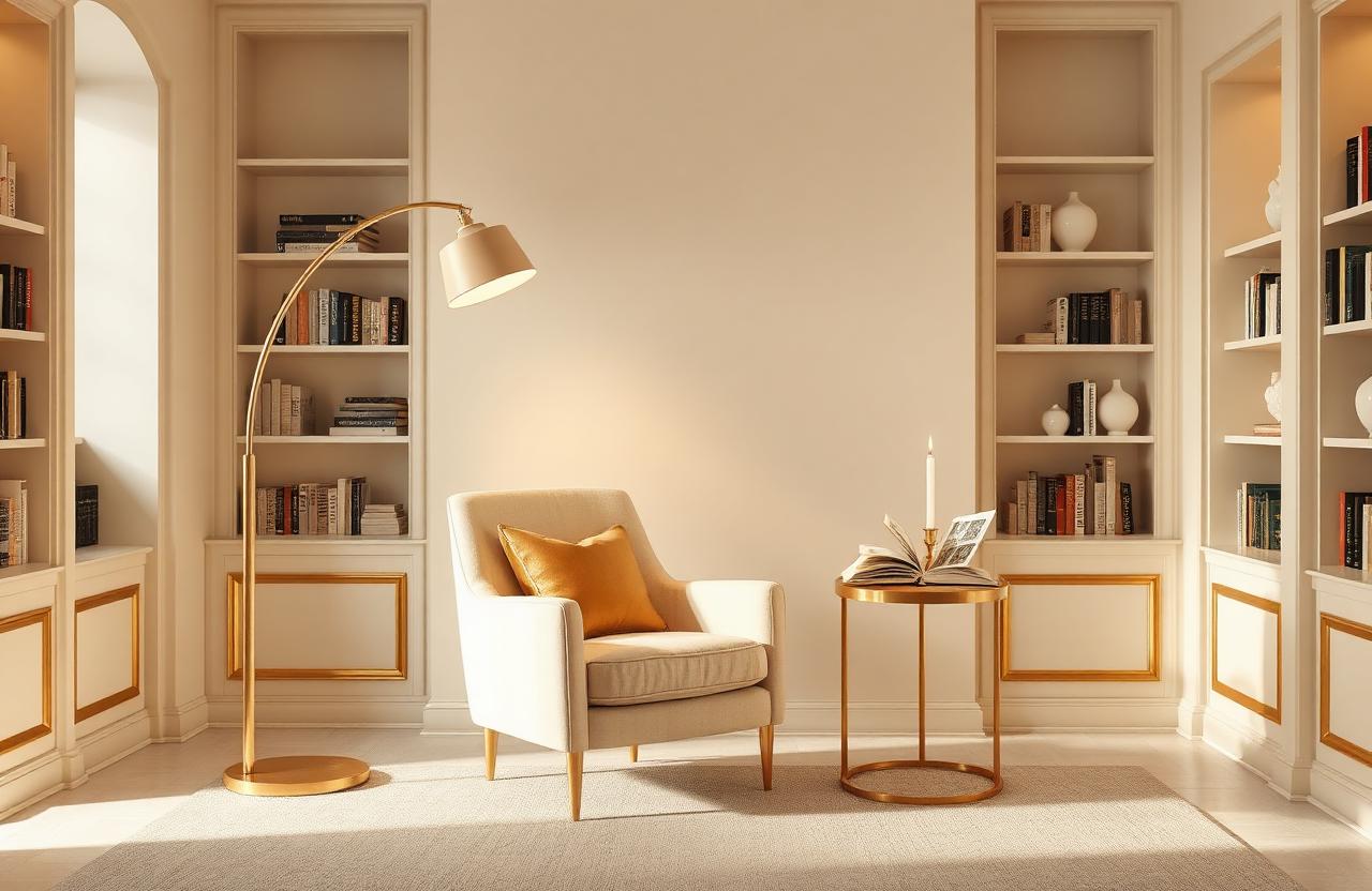 11. Intimate Gold Reading Corner