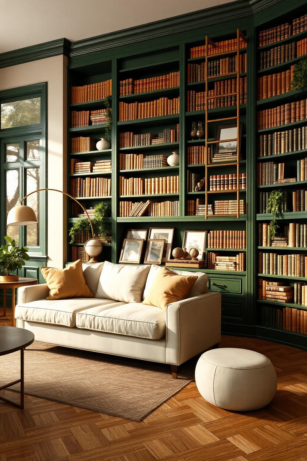 8. Living Room with a Built-In Bookcase Wall as the Hero Feature