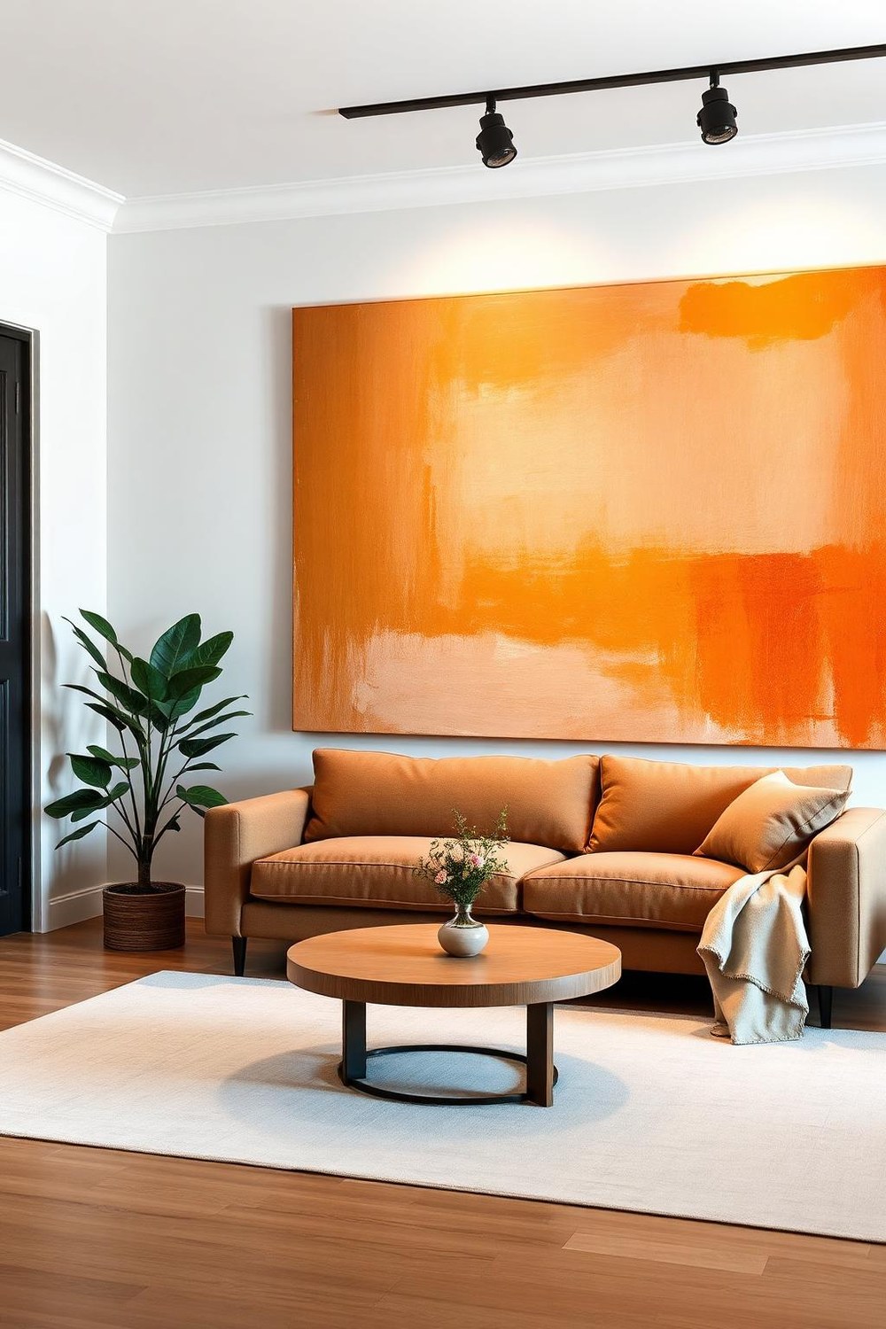 12. Living Room Inspiration: The Power of a Single Oversized Art Piece
