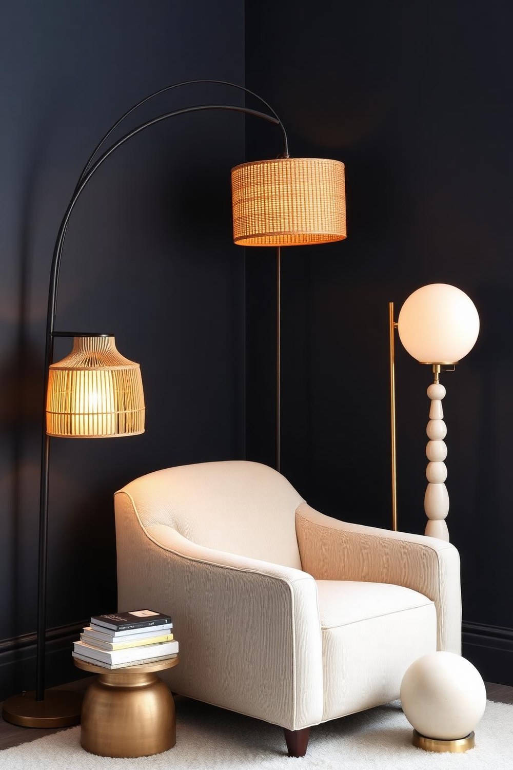 19. Living Room Design with a Dramatic Corner Floor Lamp Collection