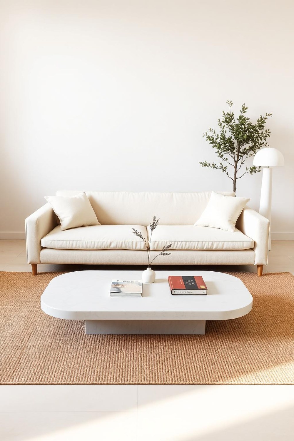 26. Soft Minimalist Living Room with Warm Tactile Surfaces
