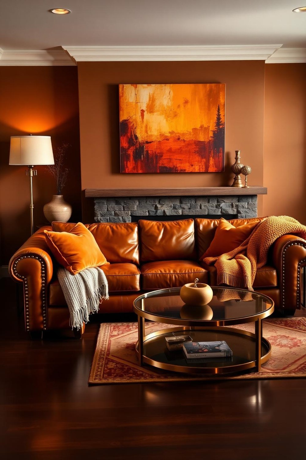 29. Warm Amber and Cognac Living Room — The Autumn Forever Palette