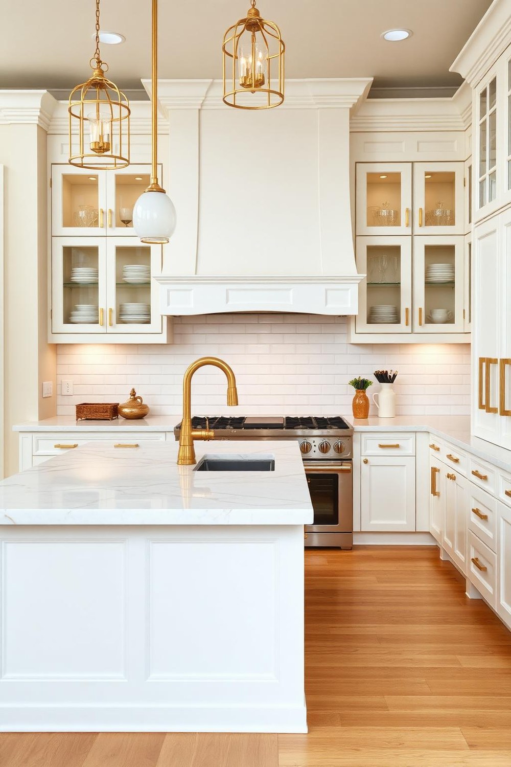 1. White Shaker Cabinets with Gold Hardware — The Timeless Classic
