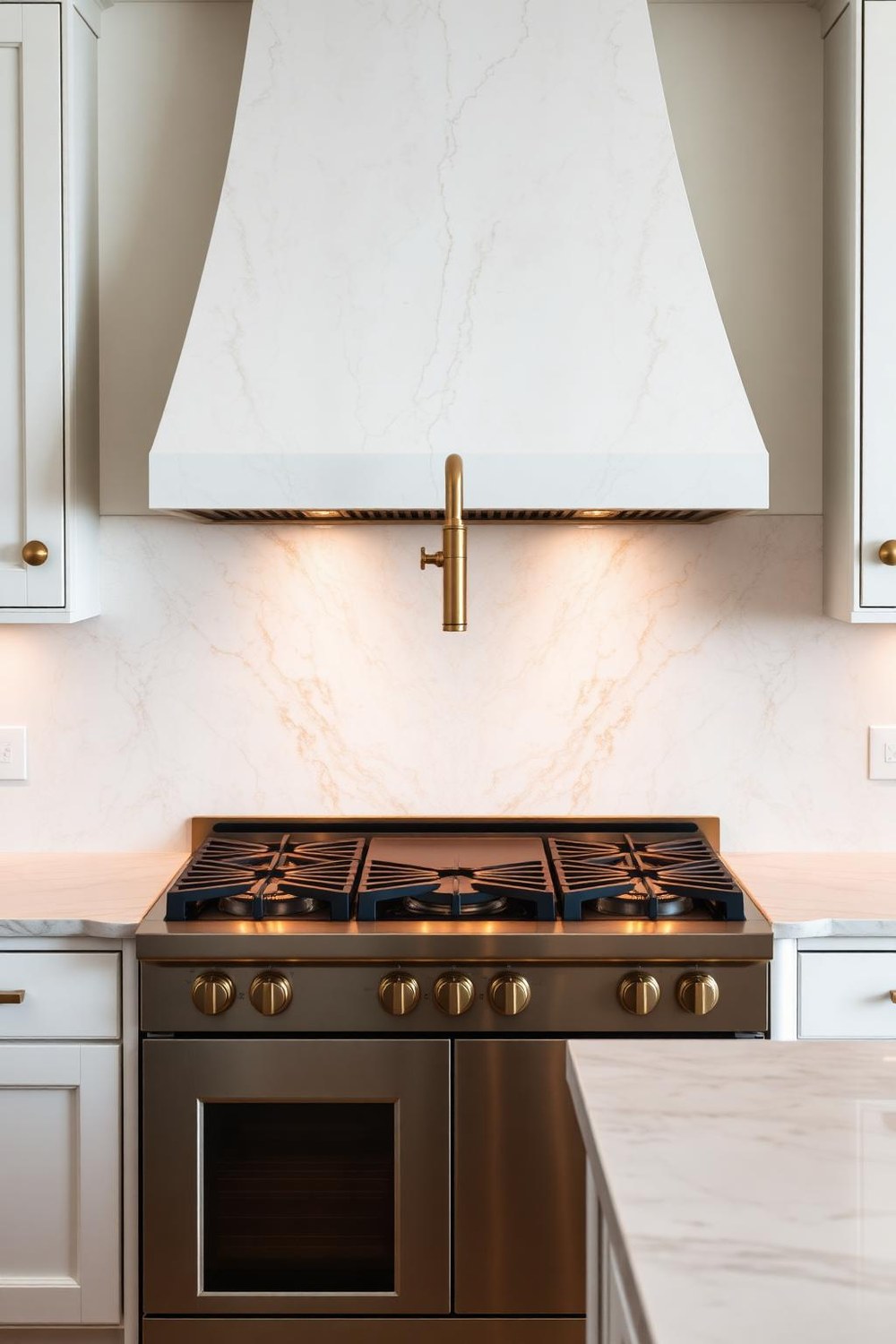 9. Luxury Kitchen Backsplash: Full Slab Marble Behind the Range