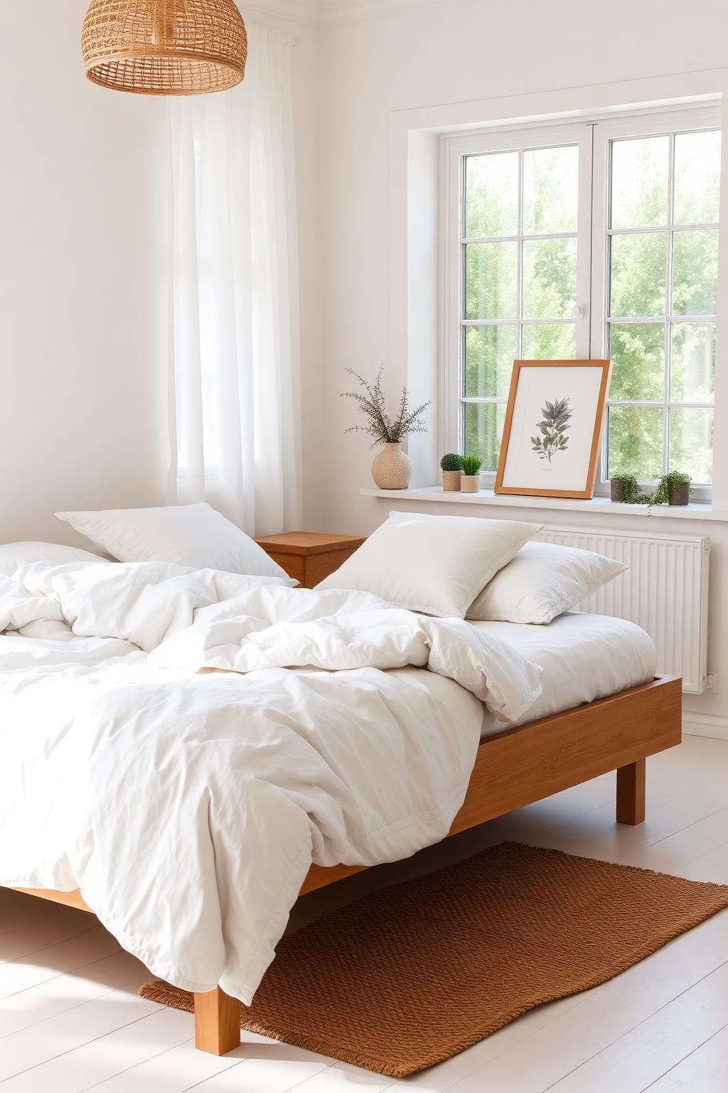3. Scandinavian Bedroom with Natural Wood Bed Frame
