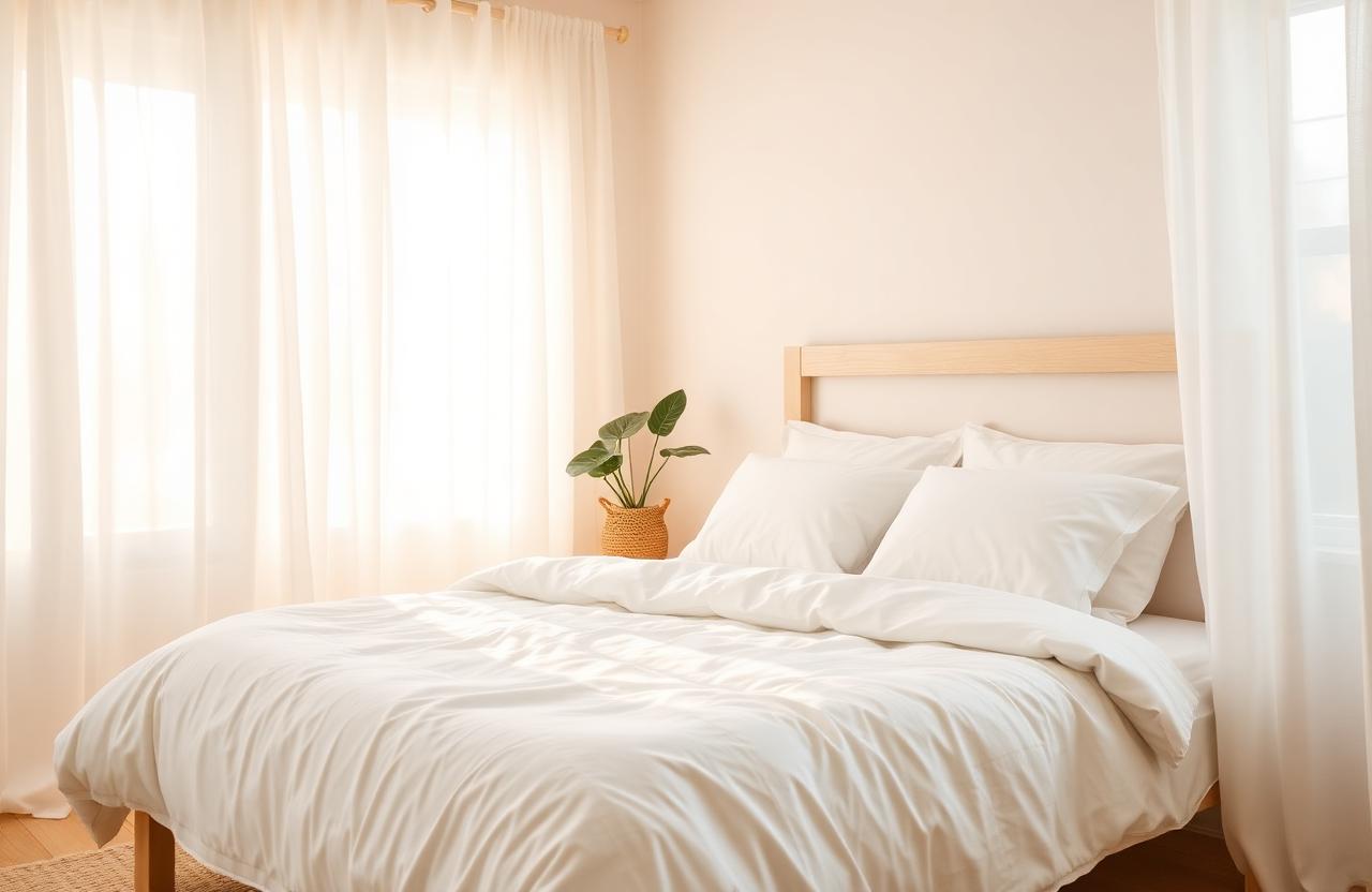 6. Soft White Bedroom Oasis Filled with Indoor Plants