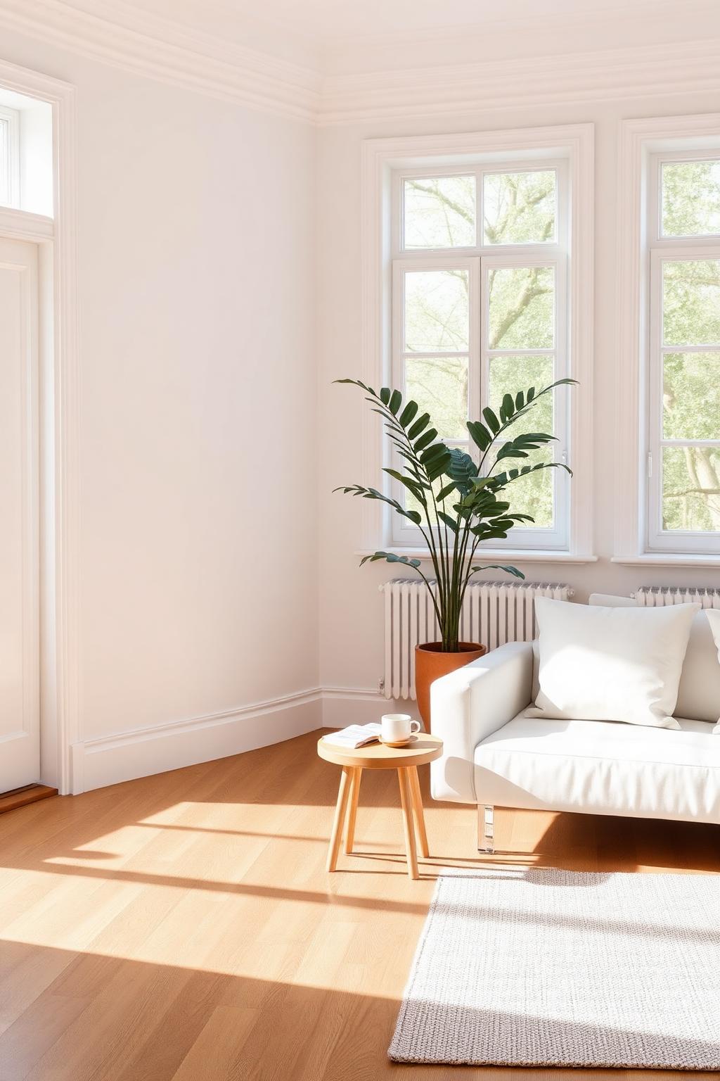 12. Minimalist White Apartment with Warm Wood Floor