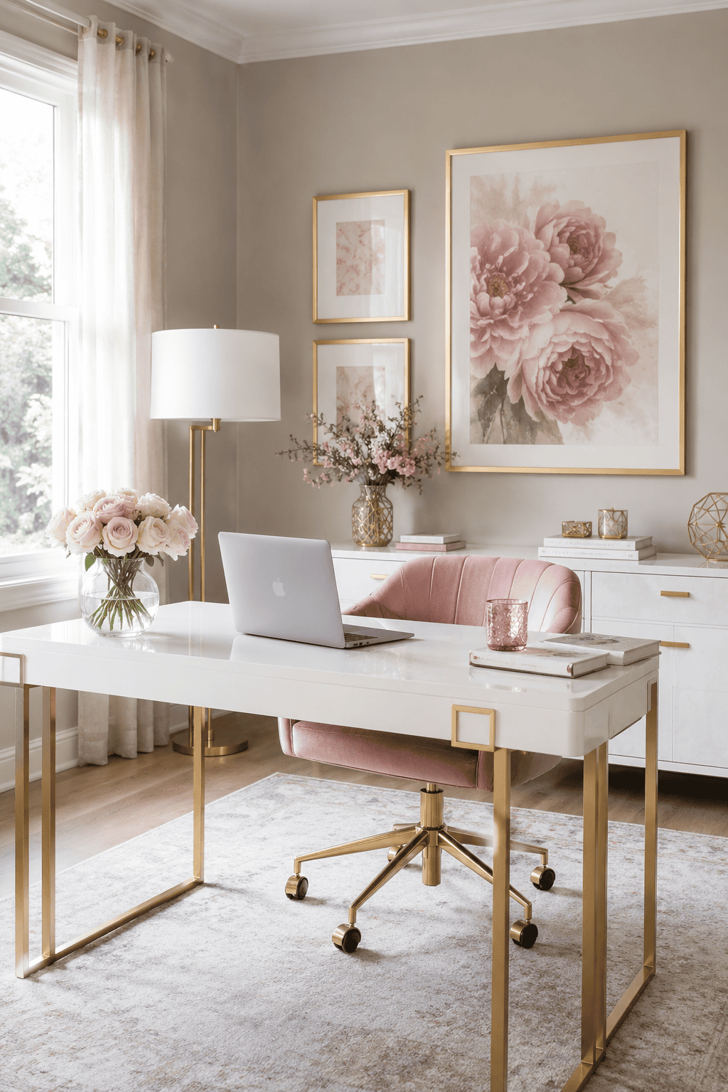 How to Make Dusty Rose & Champagne Gold Home Offices Feel Personal, Polished, and Easy to Live Wi… — inspiration 2 of 15