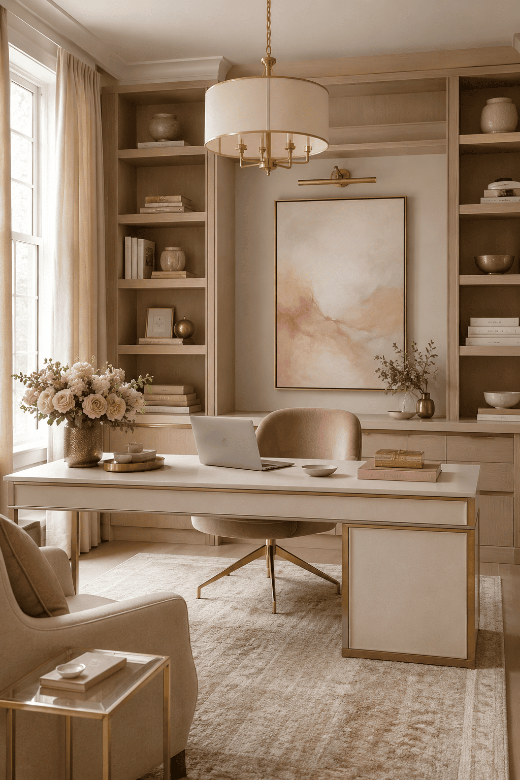 How to Make Dusty Rose & Champagne Gold Home Offices Feel Personal, Polished, and Easy to Live Wi… — inspiration 6 of 15