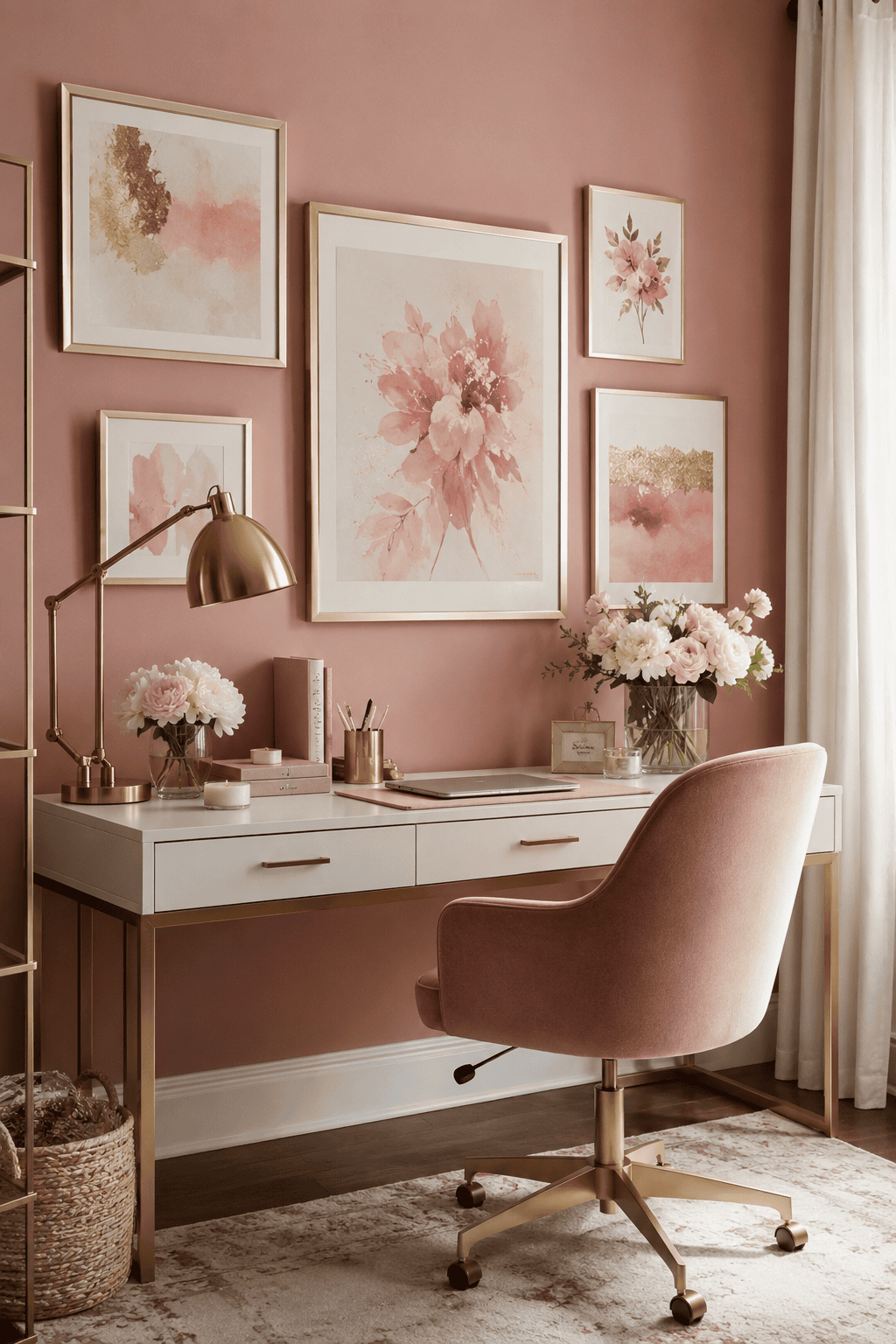 How to Make Dusty Rose & Champagne Gold Home Offices Feel Personal, Polished, and Easy to Live Wi… — inspiration 7 of 15