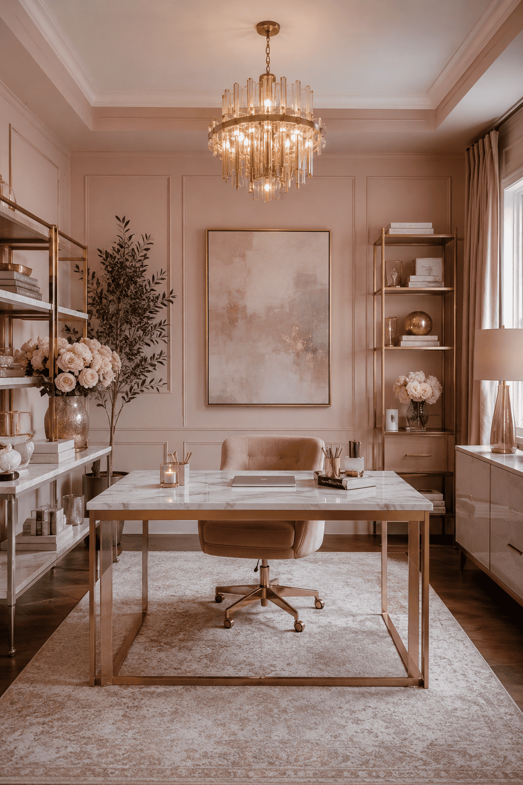 How to Make Dusty Rose & Champagne Gold Home Offices Feel Personal, Polished, and Easy to Live Wi… — inspiration 4 of 15