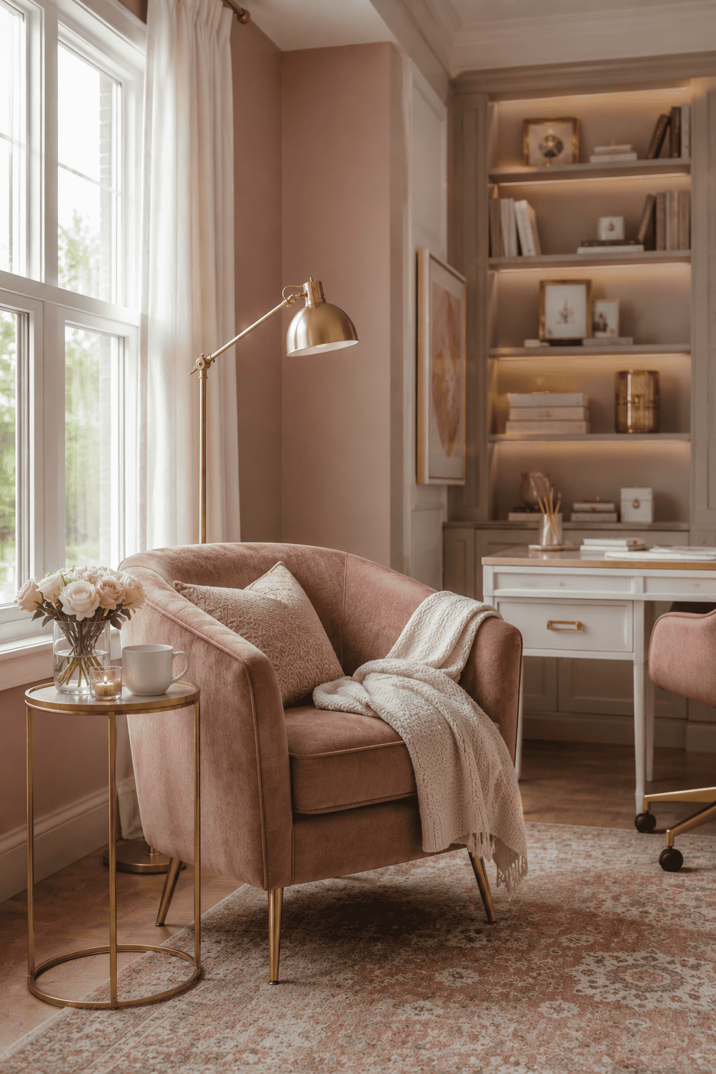 How to Make Dusty Rose & Champagne Gold Home Offices Feel Personal, Polished, and Easy to Live W… — inspiration 11 of 15