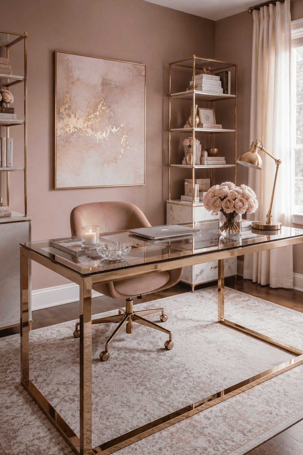 How to Make Dusty Rose & Champagne Gold Home Offices Feel Personal, Polished, and Easy to Live W… — inspiration 10 of 15