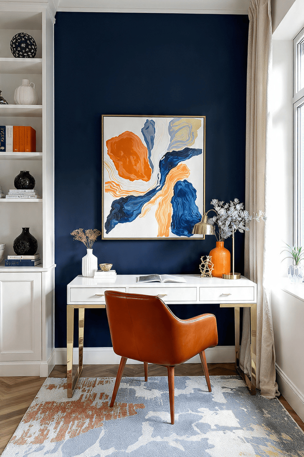 Blue And Orange Apartment Decor (2)