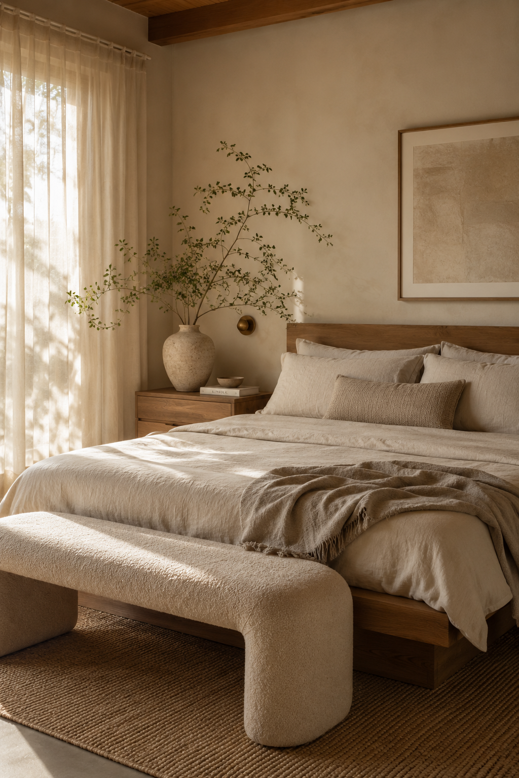Warm Neutral Bedroom Ideas with Soft Linen and Calm Lighting — inspiration 9 of 19