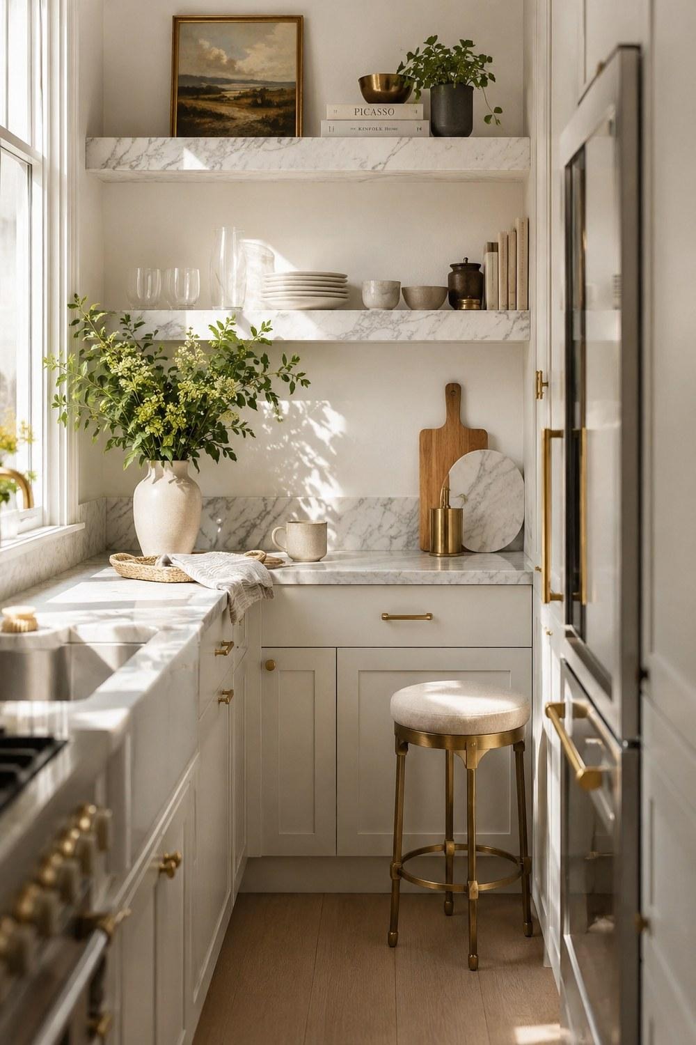 32 Small Luxury Kitchen Ideas with Marble Shelves and Soft Light — inspiration 1 of 32