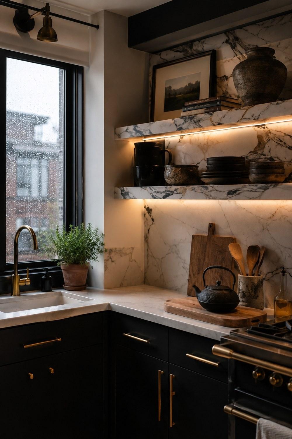 32 Small Luxury Kitchen Ideas with Marble Shelves and Soft Light — inspiration 3 of 32