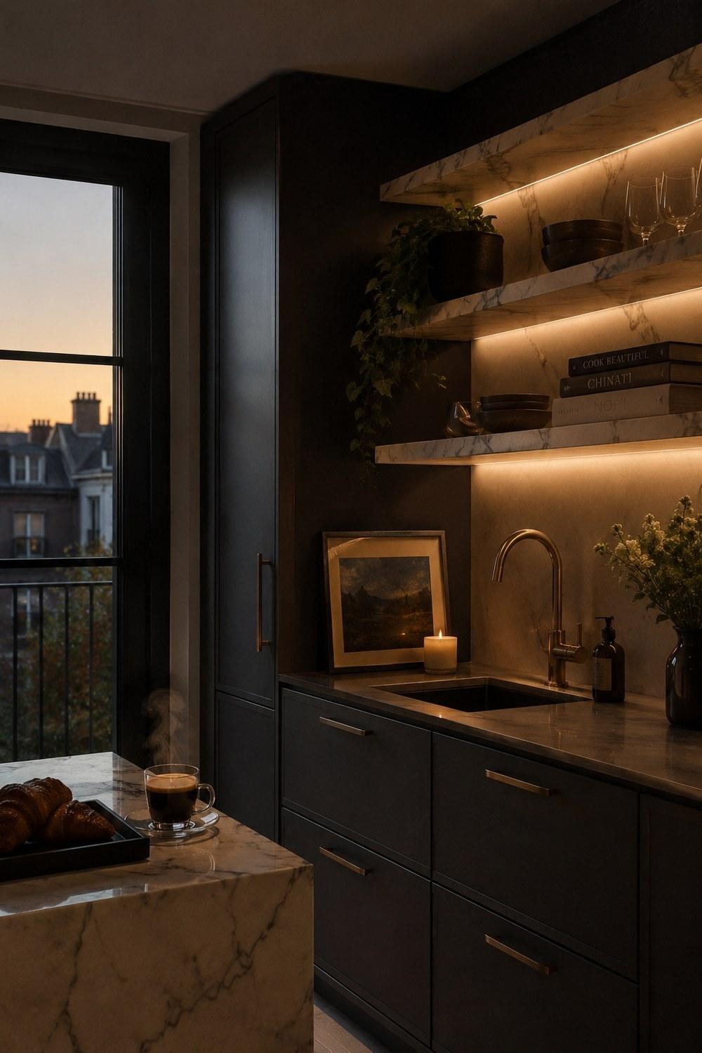 32 Small Luxury Kitchen Ideas with Marble Shelves and Soft Light — inspiration 6 of 32
