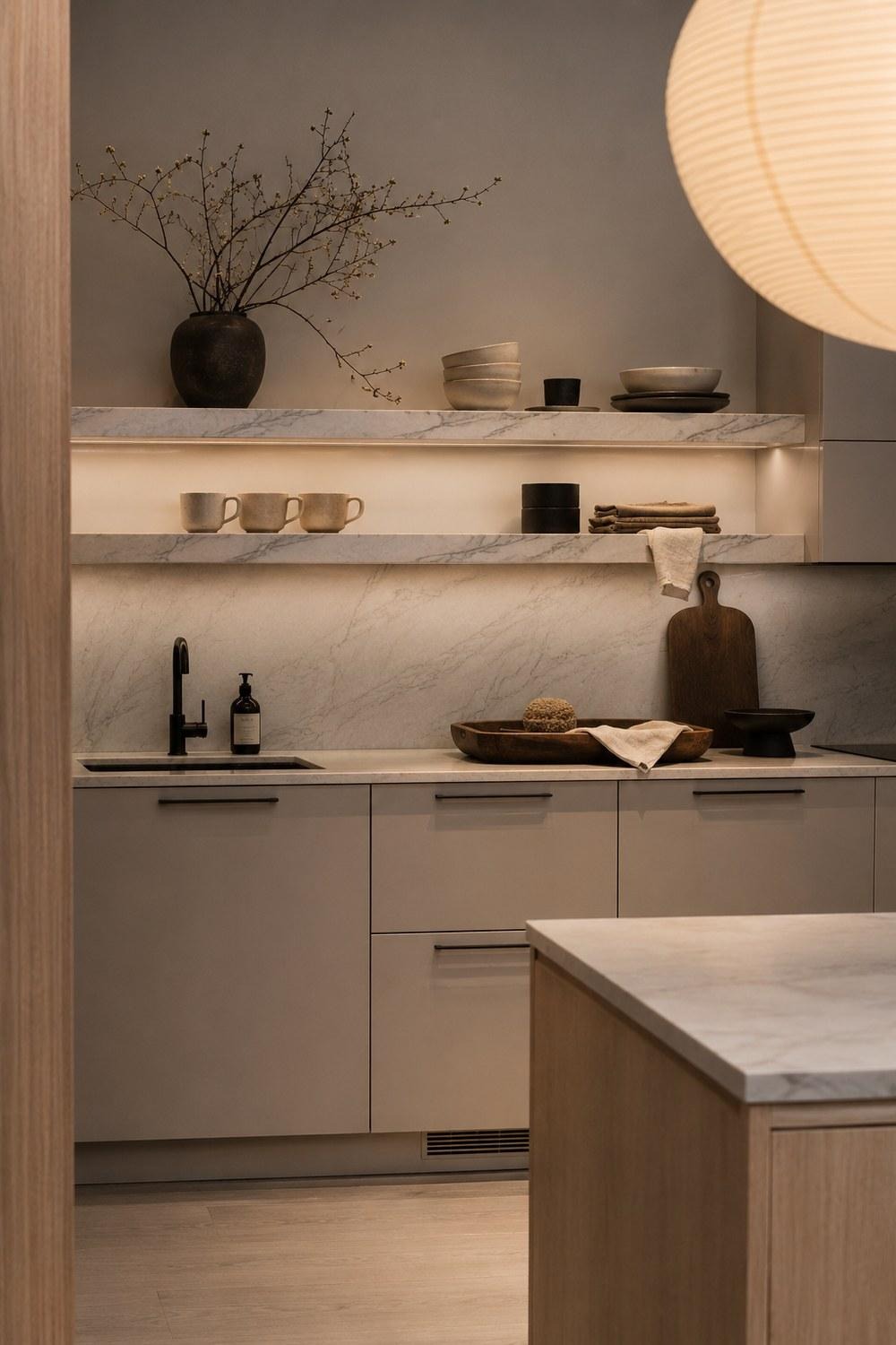 32 Small Luxury Kitchen Ideas with Marble Shelves and Soft Light — inspiration 8 of 32