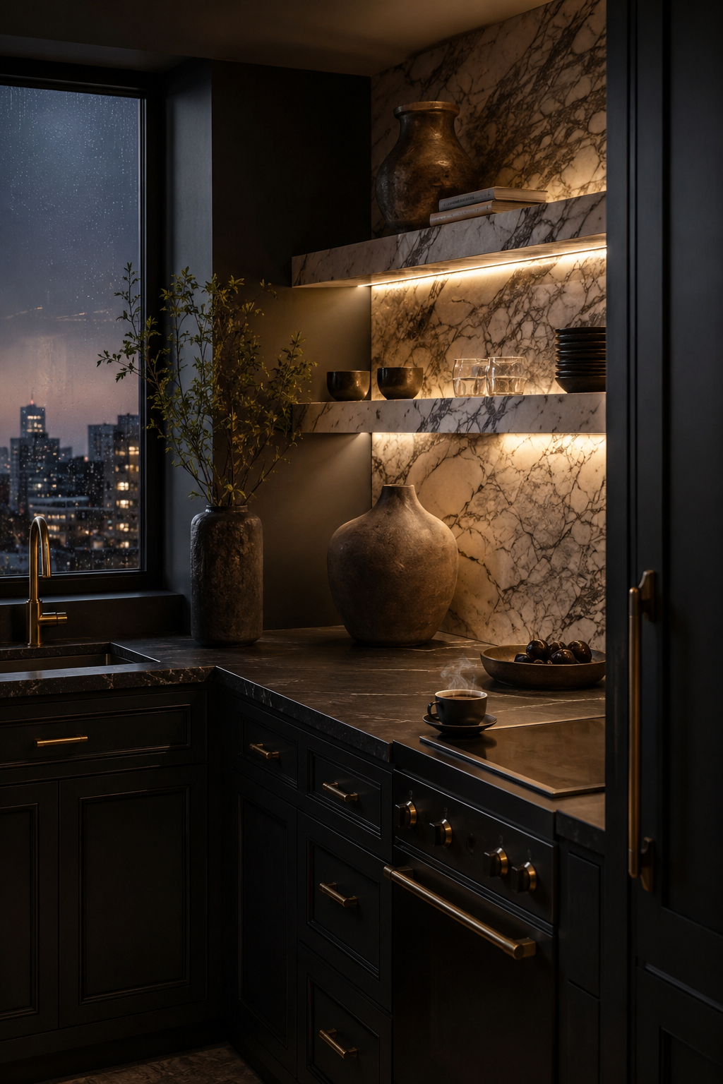 32 Small Luxury Kitchen Ideas with Marble Shelves and Soft Light — inspiration 10 of 32