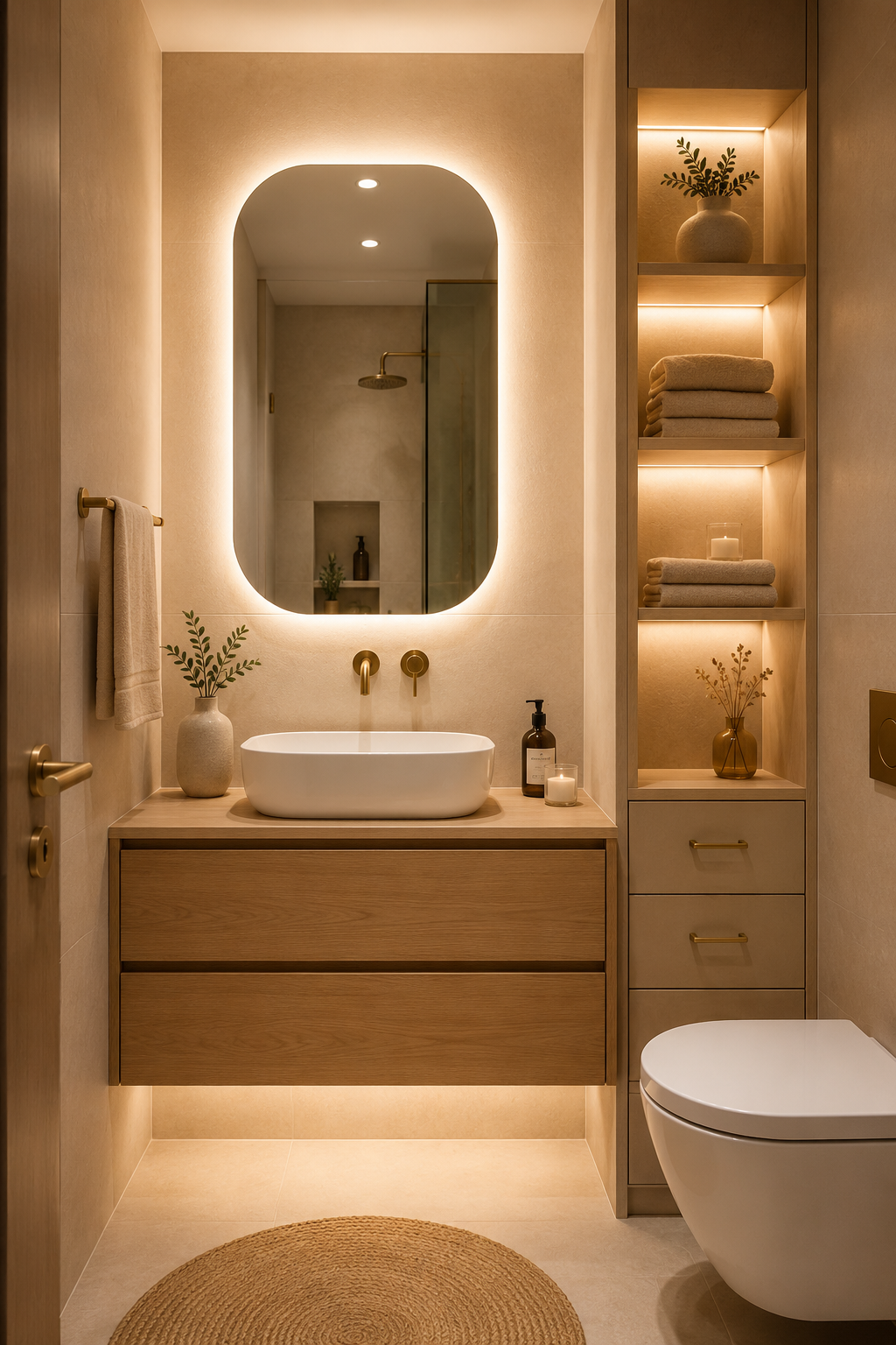 19 Small Bathroom Decor Ideas with Soft Lighting and Elegant Storage — inspiration 1 of 19