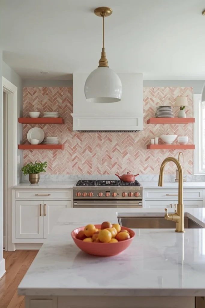24 Kitchen Backsplash Ideas in Coral and White for Better Style