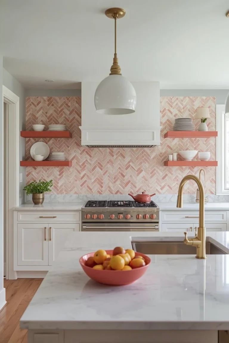 24 Kitchen Backsplash Ideas in Coral and White for Better Style