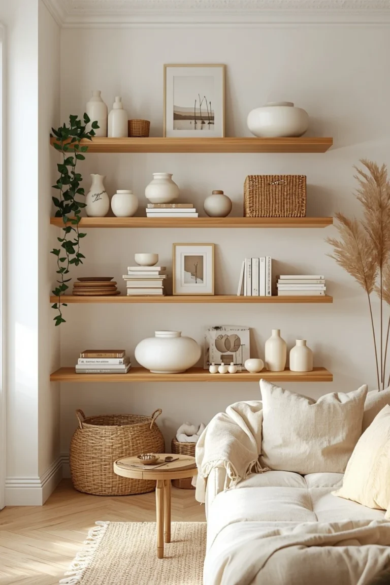 21 Natural Oak and Cream Shelf Decor Ideas for an Inviting Everyday Space