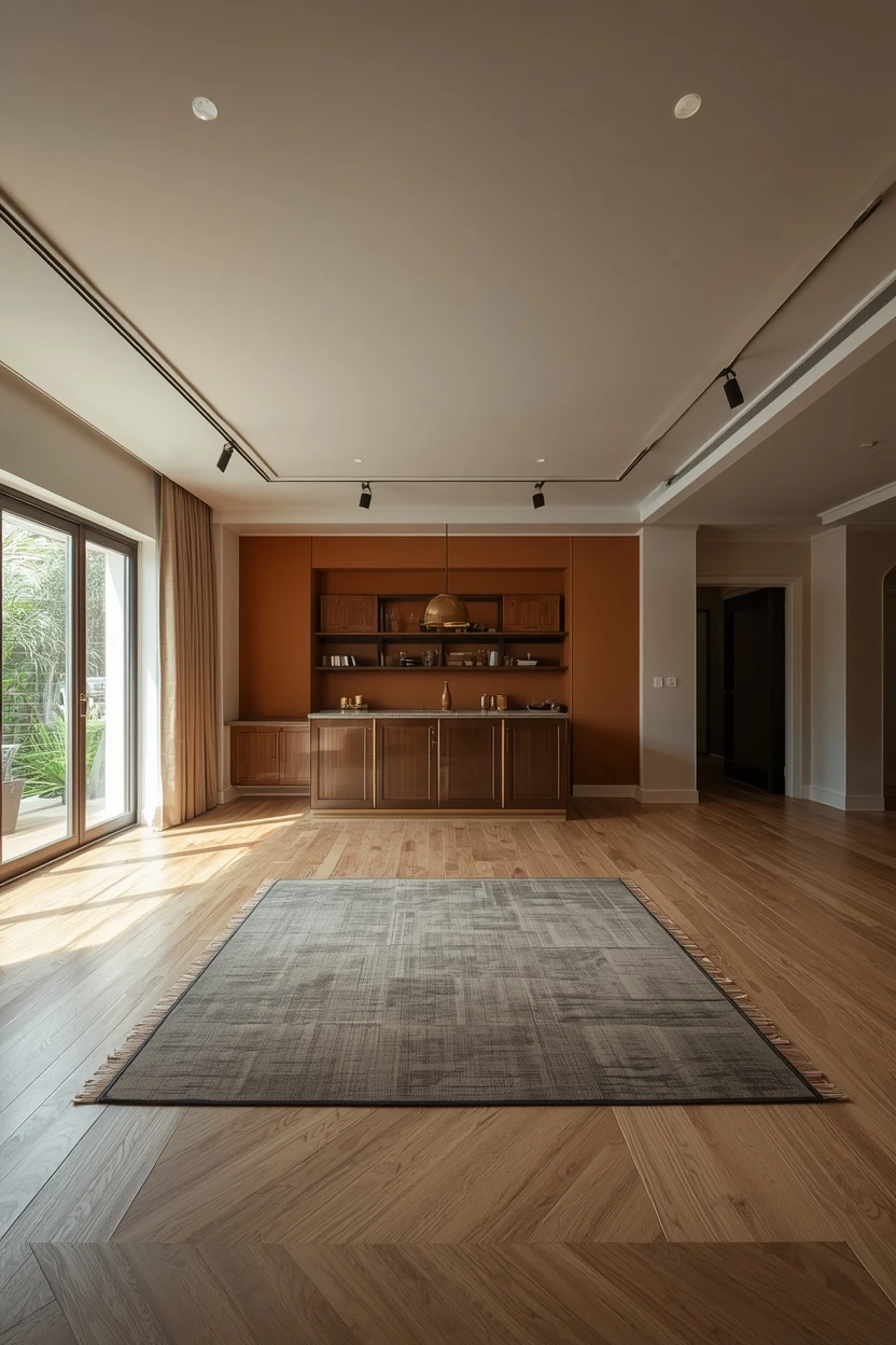 lounge bar decorating ideas zoning the bar with a rug and a pendant light