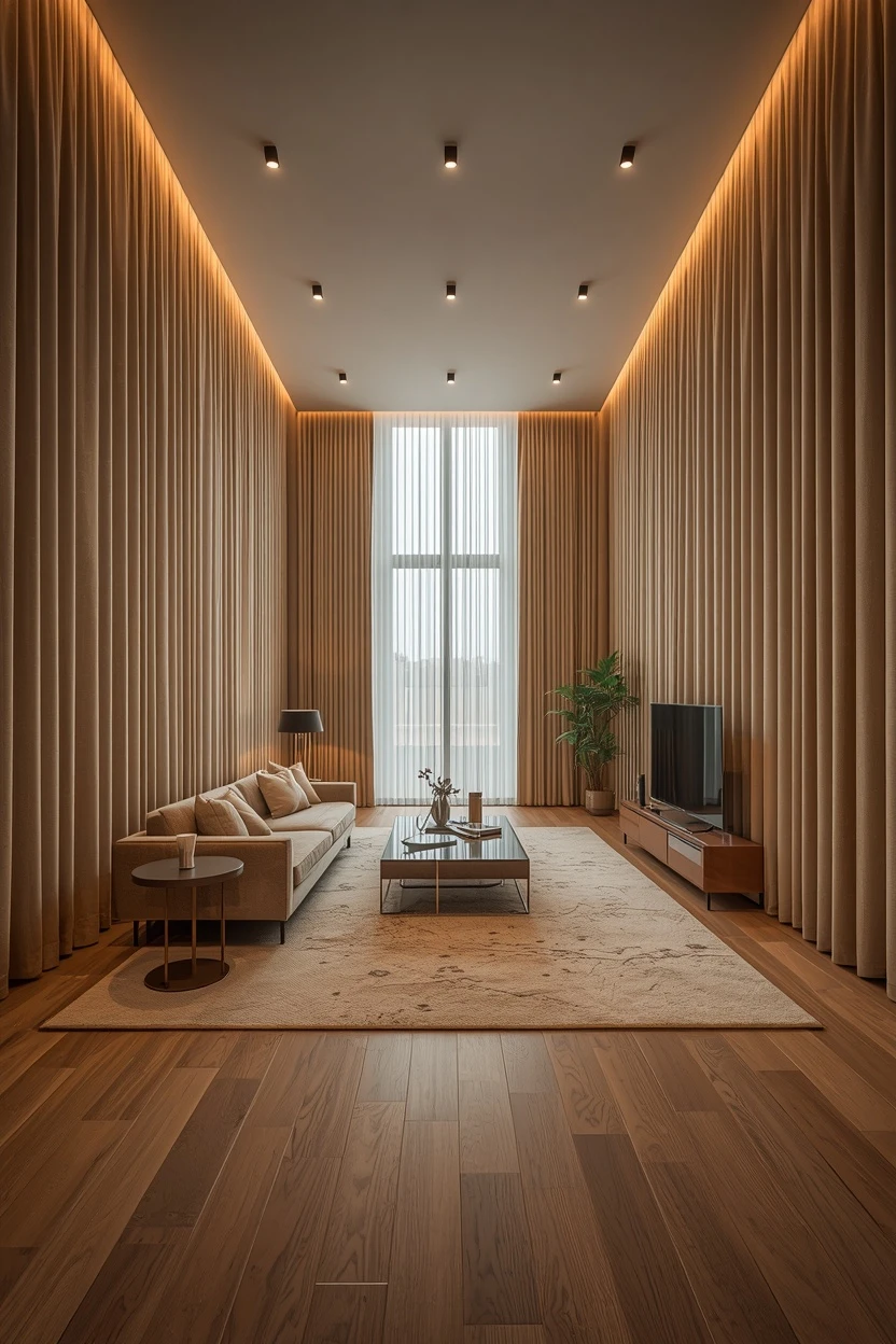 floor-to-ceiling living room curtains adding height