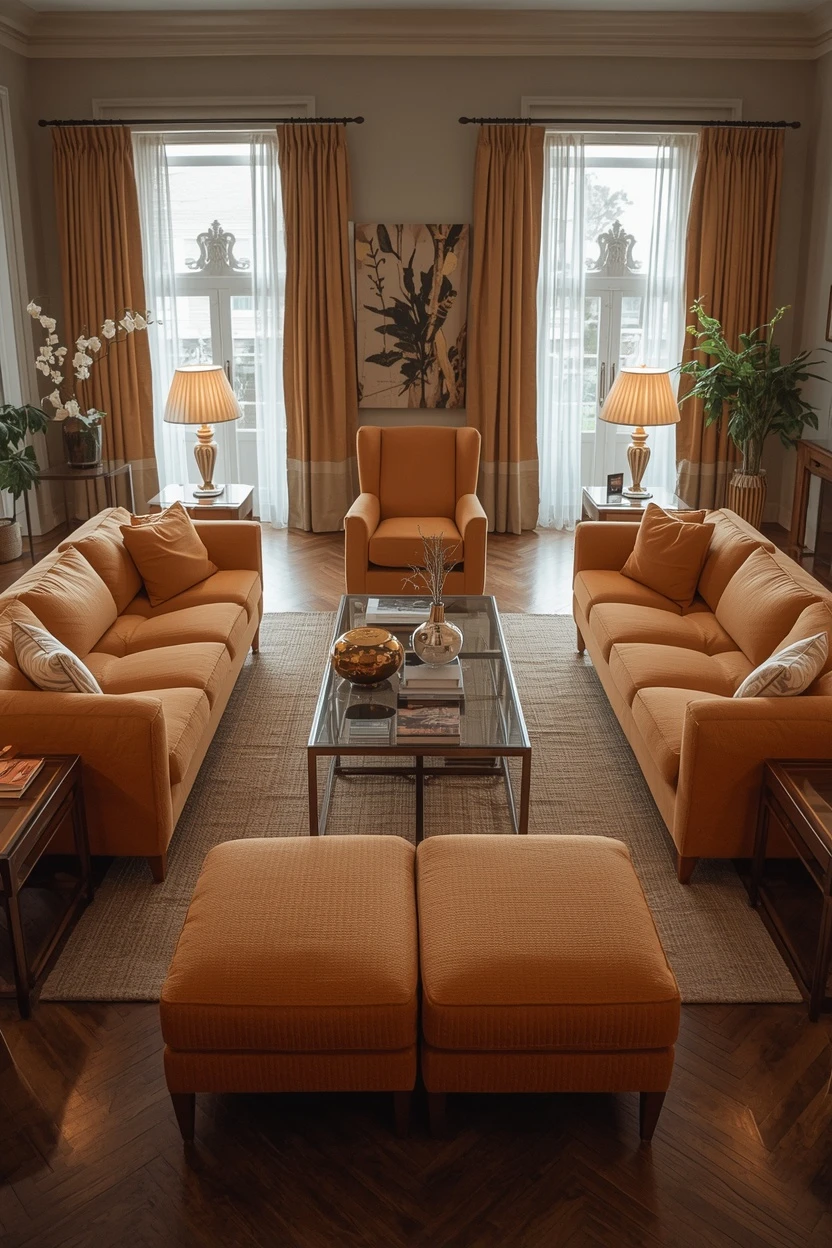 L-shaped living room layout with a corner sectional sofa