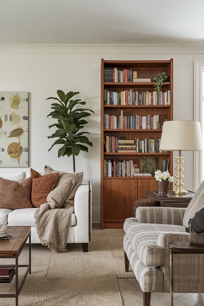 styled living room surfaces and coffee table vignette